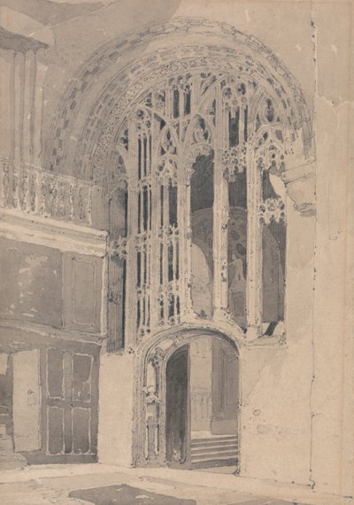 Intérieur de la cathédrale de Norwich - Porte et écran entre le transept sud et l